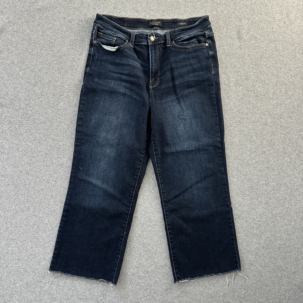 Judy Blue Wide Leg Jeans Womens 15 32 XL‎ Crop Dark Blue Stretch JB82517DK